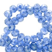 Top Glas Facett Glasschliffperlen 4x3mm rondellen Cerulean blue-pearl shine coating